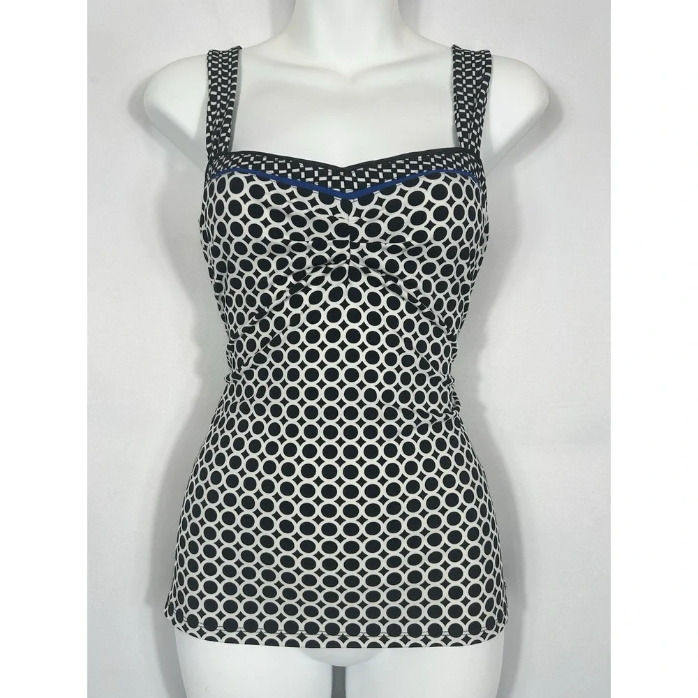 WHBM Vintage Geo Dot Fitted Babydoll Top Y2K Mallcore Boho Preppy Going Out Club